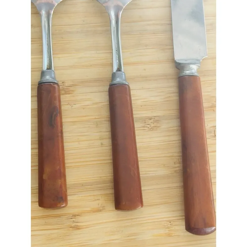 Vintage Butterscotch Amber Bakelite 2 Teaspoons & Knife 3 Pc Set
